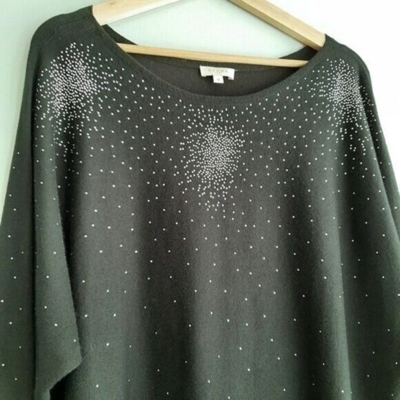 LAURA Dolman Sleeve Light Sweater Rhinestones PLUS Sz 1X - Picture 3 of 8